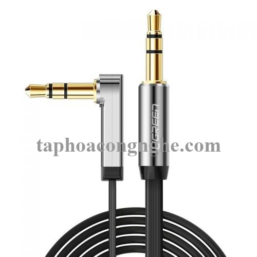 Ugreen 10728 3M màu Đen Cáp âm thanh 2 đầu 3.5mm dương đầu vuông góc mạ vàng AV119 30010728